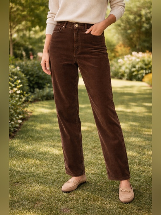 Ralph Lauren Pants - Ralph Lauren Brown Corduroy Pants with Branded Button